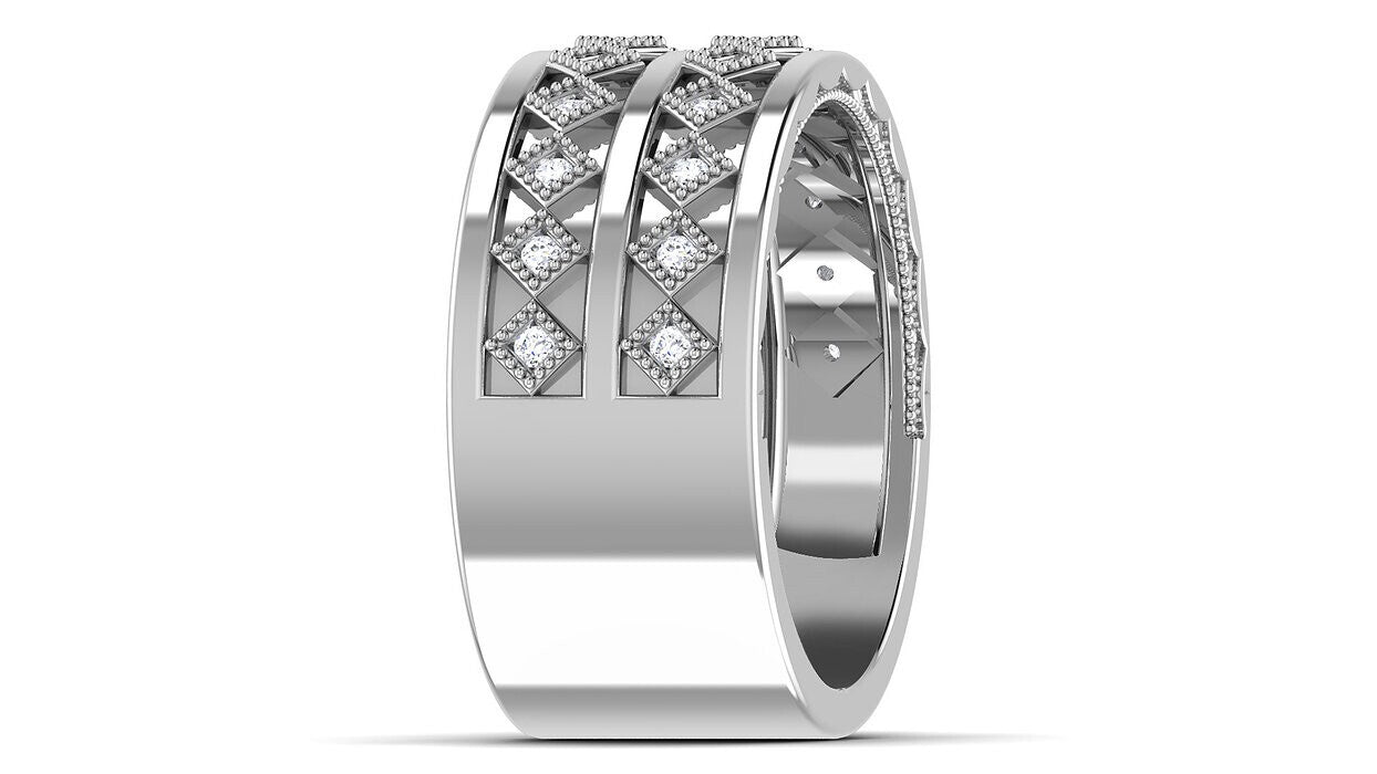 925 Silver Round Solitaire Engagement Ring Wide CZ Wedding Women Band US5-15