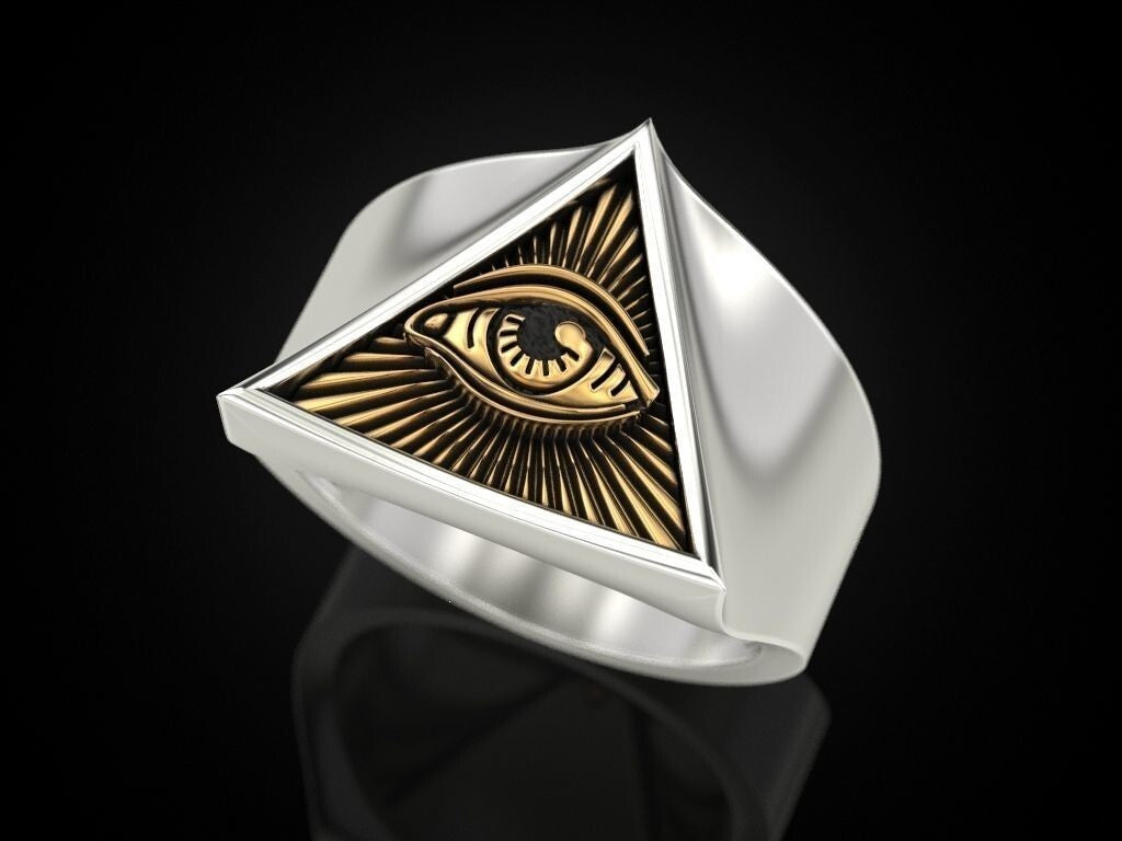 Eye of Providence Ring 925 Sterling Silver Freemason G Symbol Signet Ring US5-15