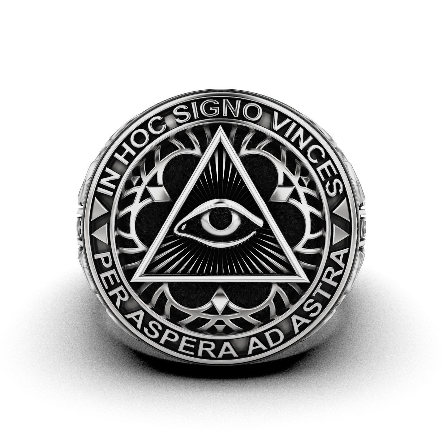 Masonic Freemason Third Eye 925 Sterling Silver Men's Biker Ring US7-15 Gift Men