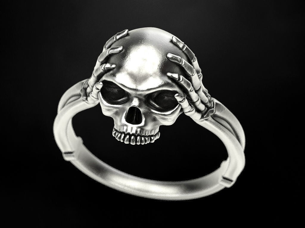 925 Silver Skull Bone Ring Gothic Biker Style Jewelry For Men Women Gift US5~15
