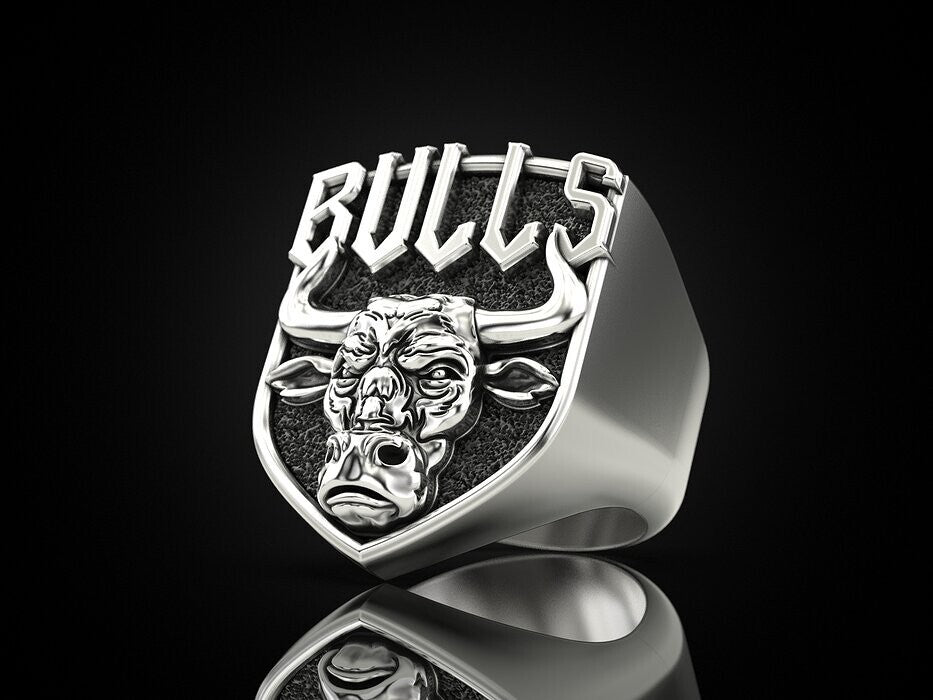 925 Sterling Silver Men's Bull Head Punk Vintage Biker Silver Bull Ring US7-15