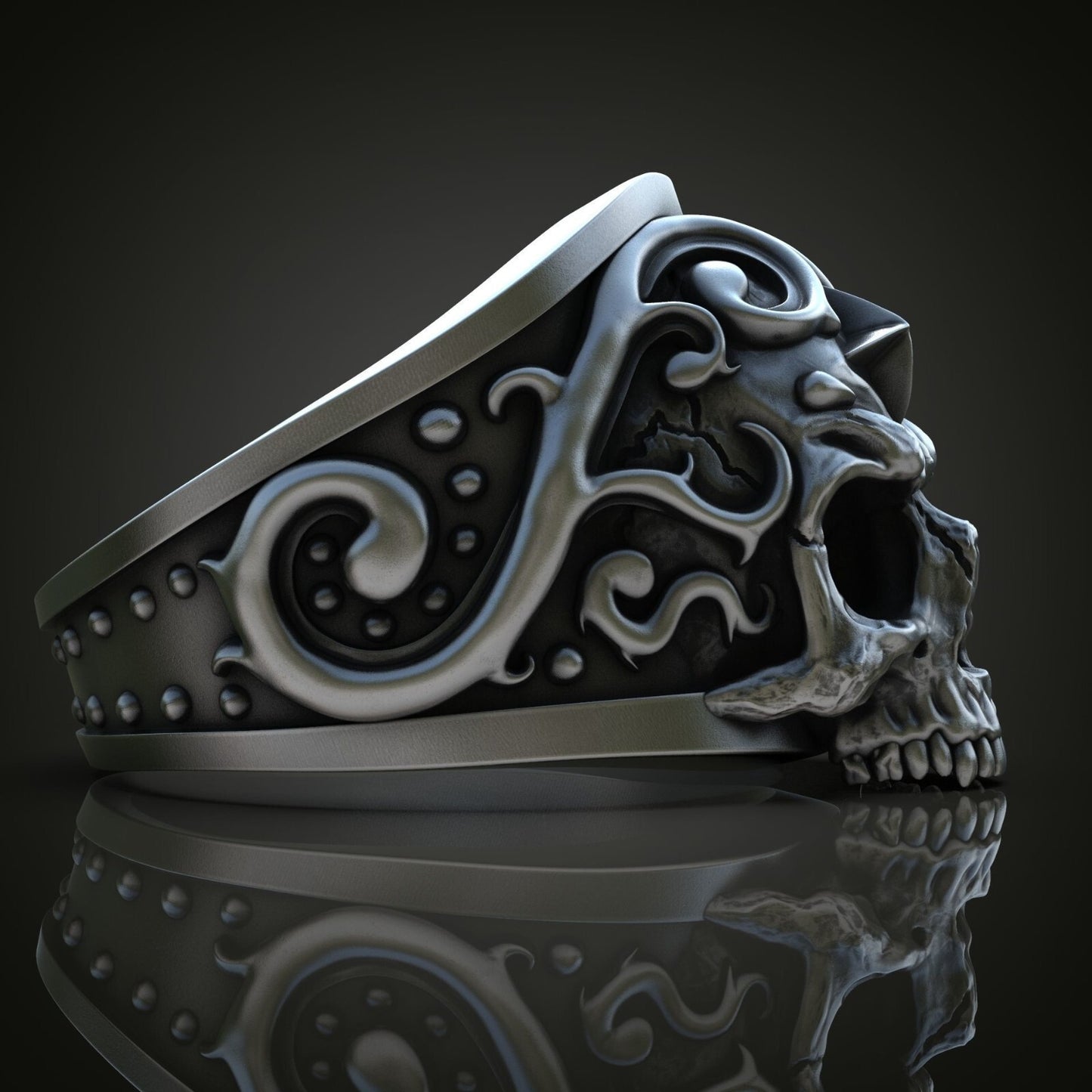 925 Silver Skull Ring High Detail Gothic Biker Punk Men Women Gift Ring US5~15