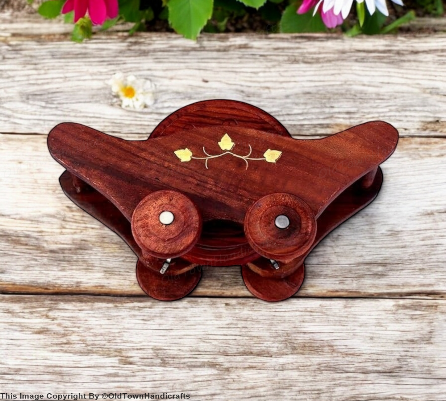 Wooden Trolley Tea Coaster Set of 6 Handcrafted Sheesham Wood for Home & Kitchen