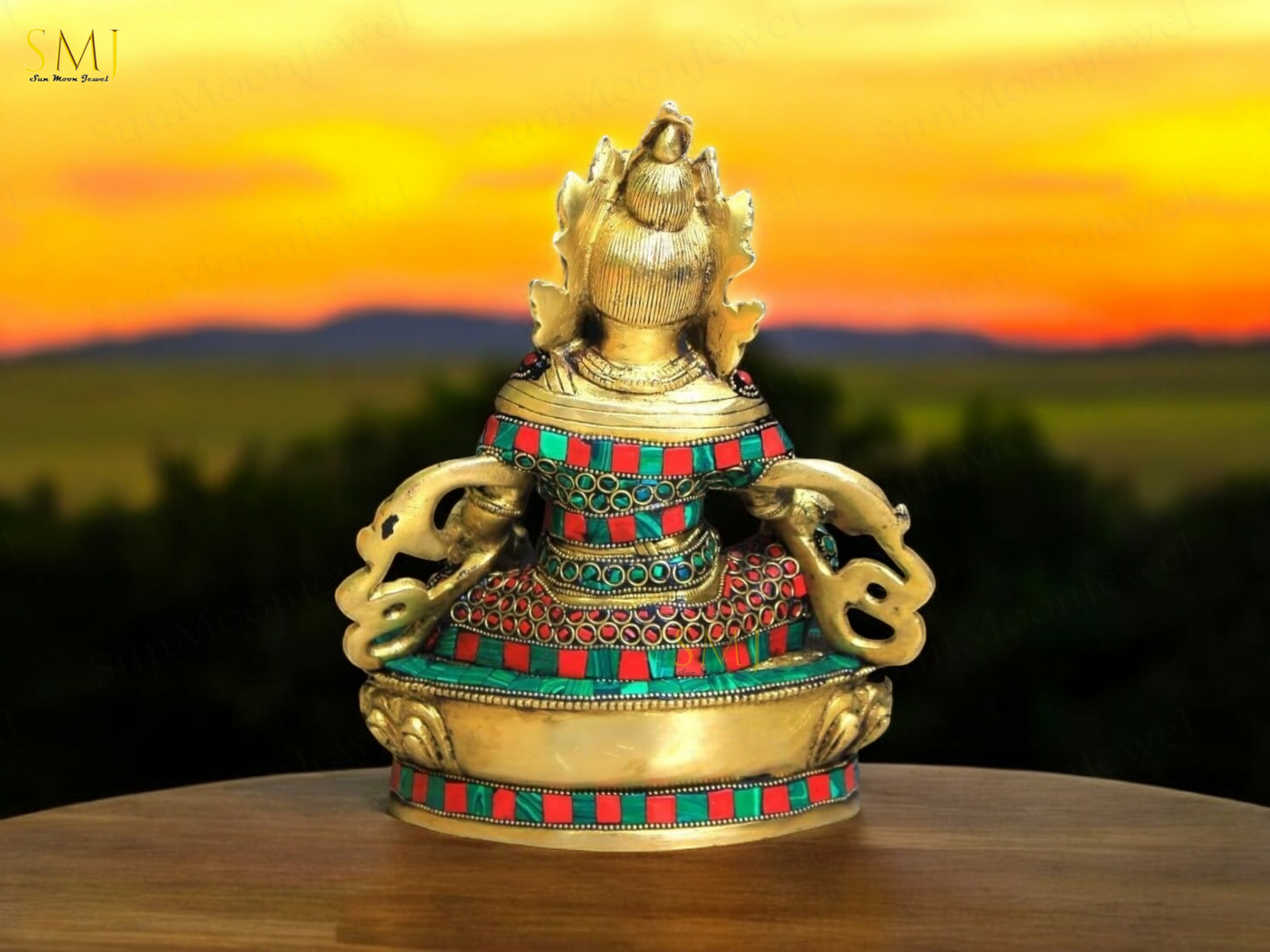 Brass Kuber Statue Kuber Lord of Wealth & Success Ornated with Gold Coins Gift