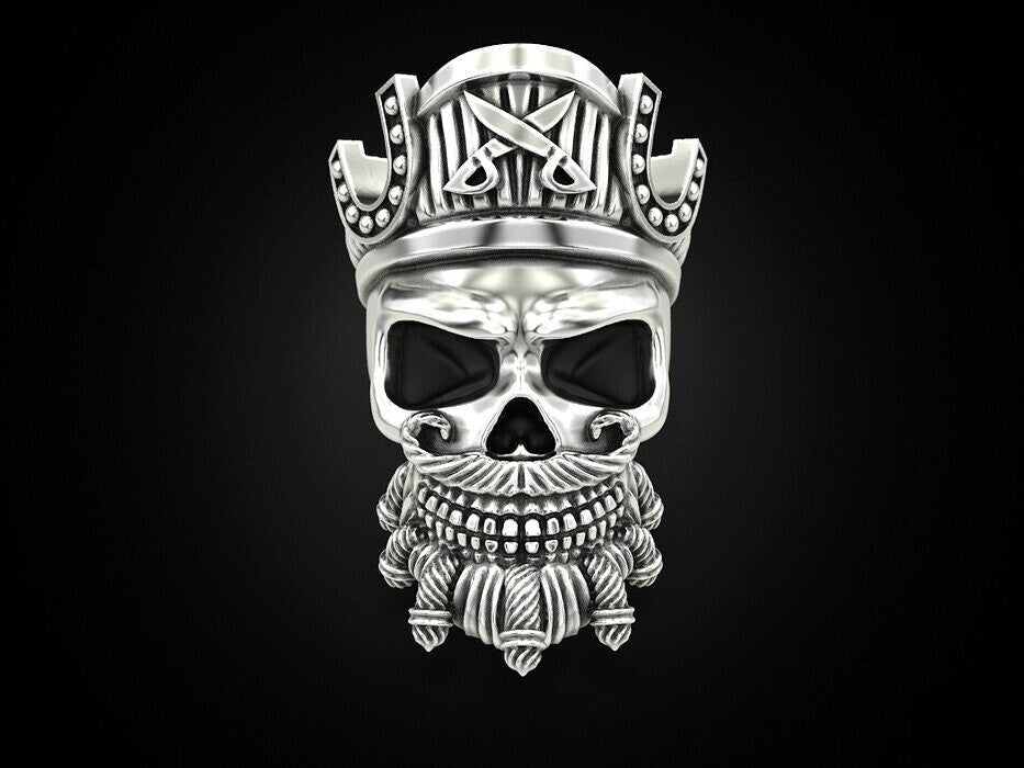 925 Sterling Silver Pirate Skull Ring US5~15 Vintage Biker Rider Gothic Ring