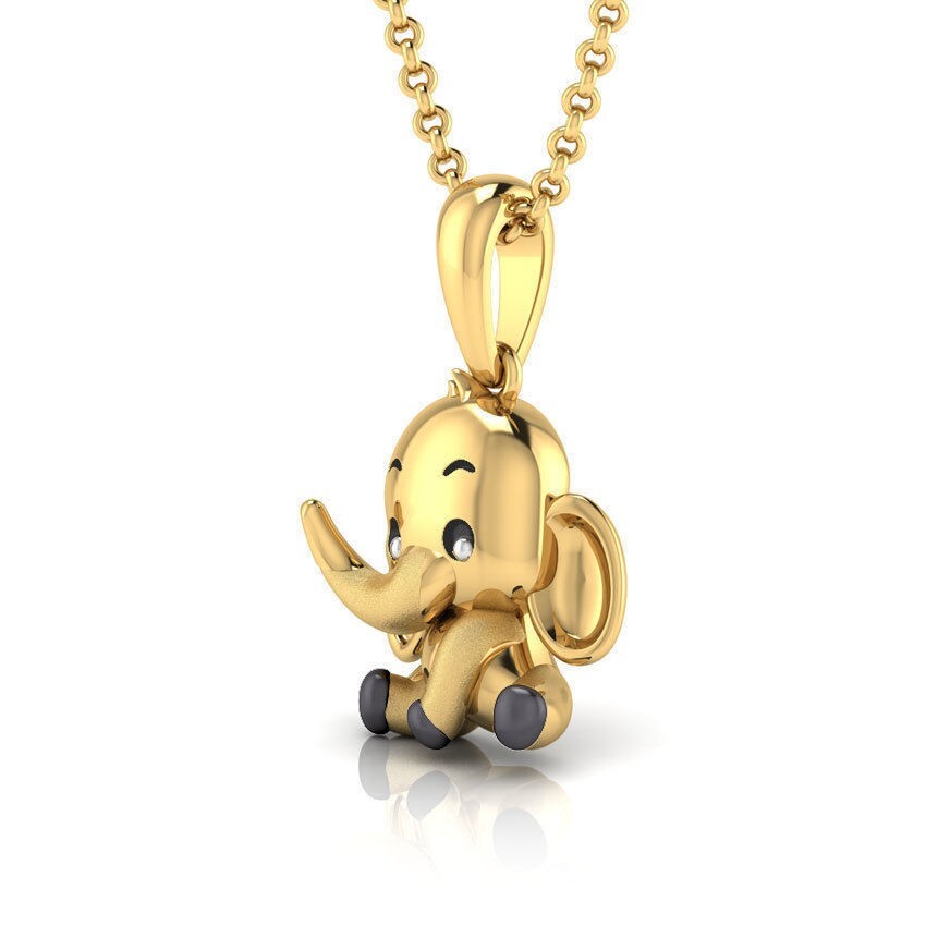 Brass Baby Elephant Pendant Baby Jewelry Gift Animal Charm Elephant Necklace
