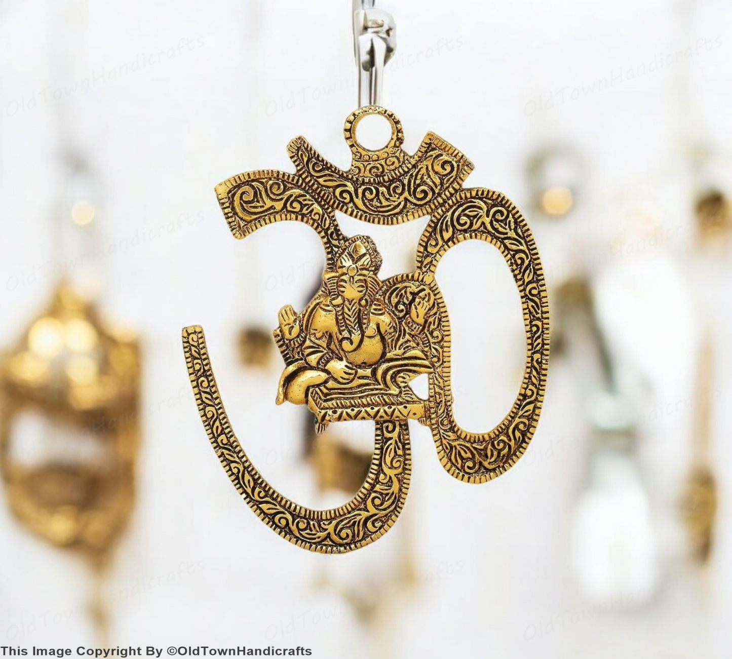 Brass Om Ganesha Wall Hanging Handmade Spiritual Wall Decor for Home Office Gift