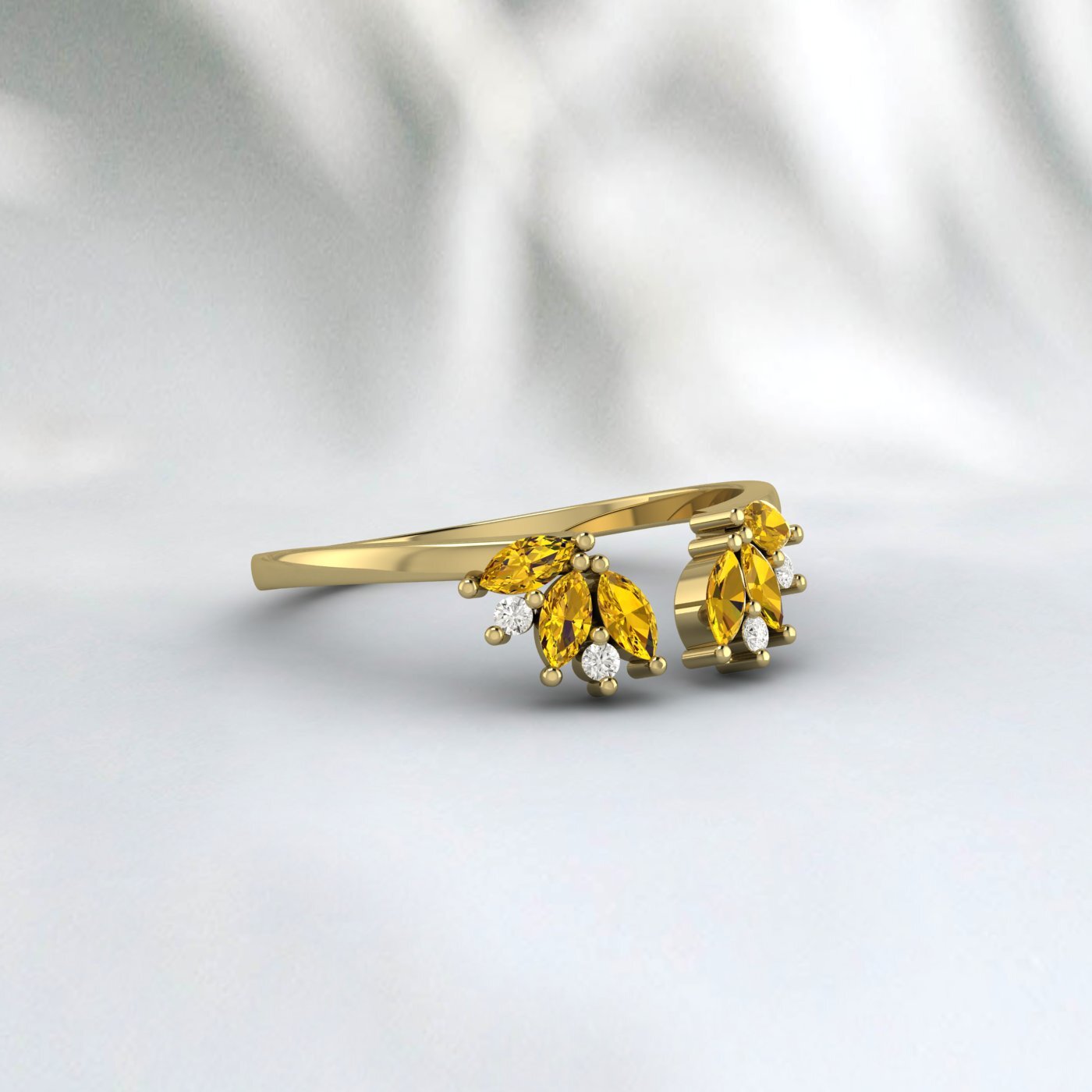 Natural Citrine & Cz Diamond 925 Sterling Silver Anniversary Gift Matching Band
