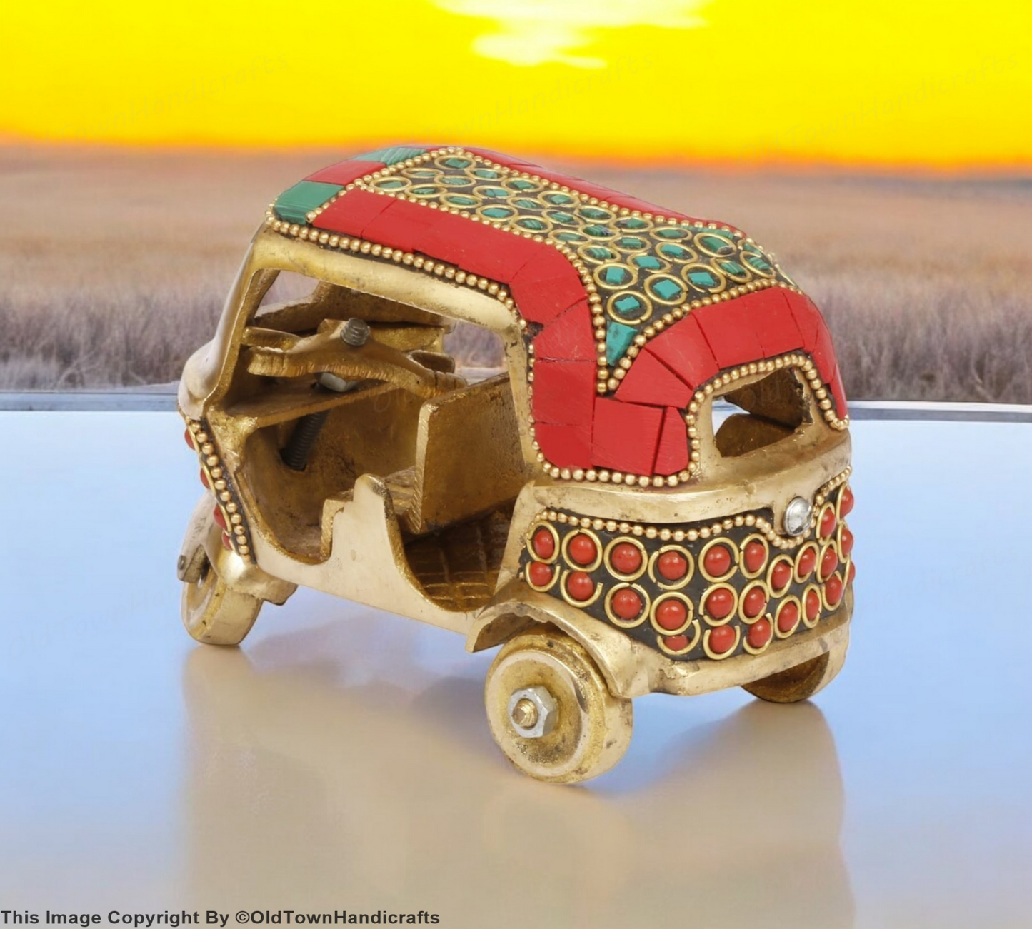 Brass Auto Rickshaw Showpiece Indian Handicraft Home Decor Gift Item