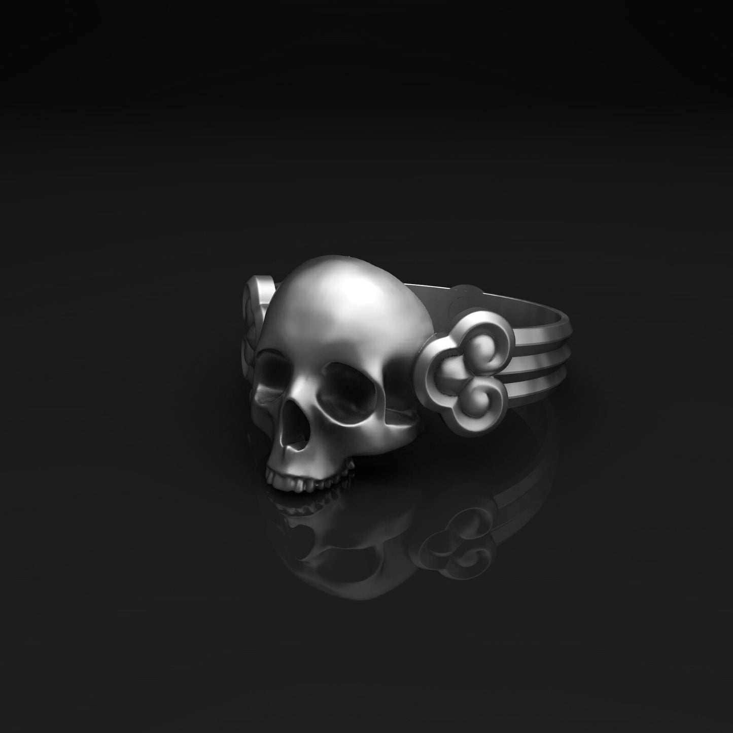 Dark Skull Ring 925 Silver Handmade Unique Bold Large Head Biker Ring Men US5~15