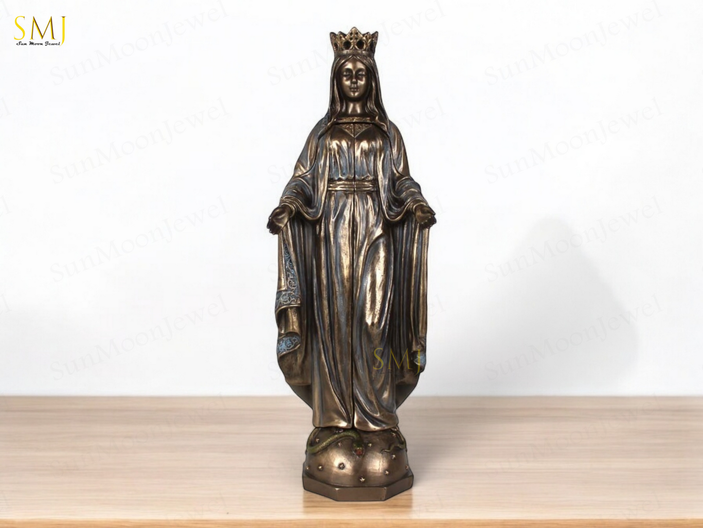 Saint Mary Statue with Church Handmade Virgin Mary Saint Home Decor Saint Mary