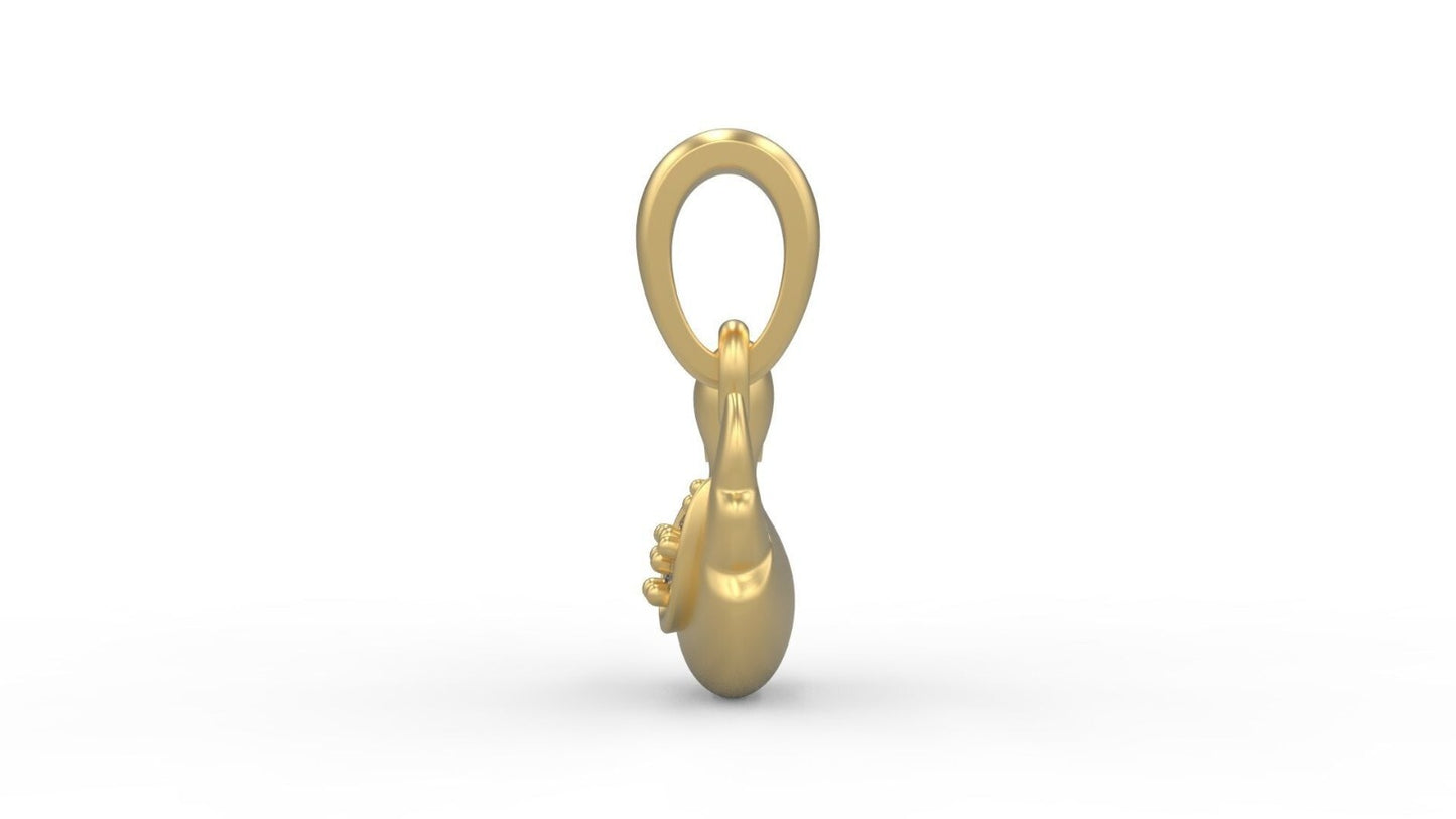 Cute Duck Brass Pendant Necklace Animal Lover Charm Gift Baby CZ Baby Pendant