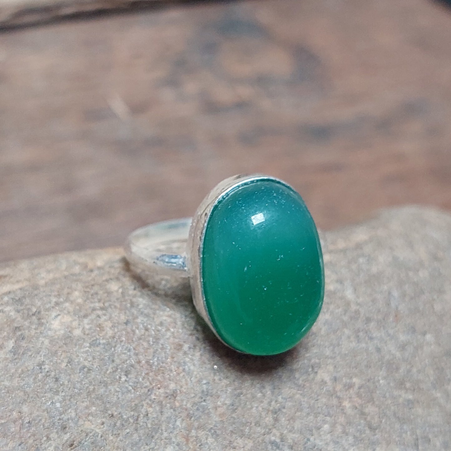 925 Sterling Silver Ring, Oval Onyx Ring,Green Onyx Ring, Handmade Ring For Her