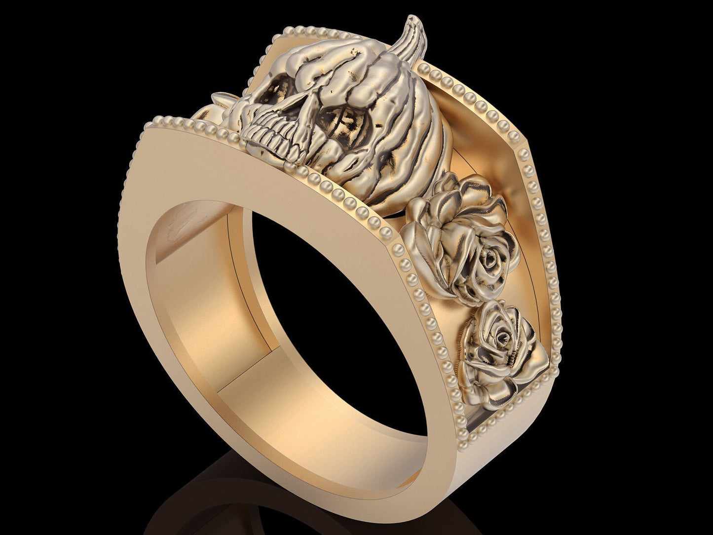 Custom Brass Pumpkin Skull Ring Gothic Jewelry Biker Skull Men and Women Us5~15