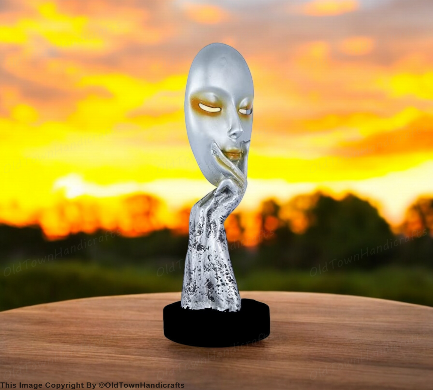 Antique Silver Face Handicraft Showpiece Decorative Home Decor for Living Room