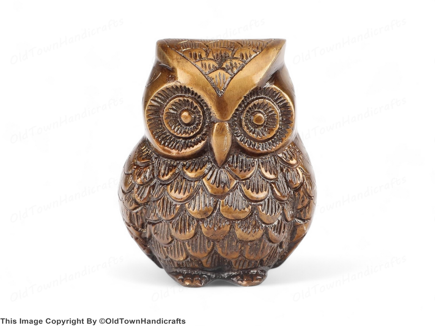 Handmade Brass Owl Statue Ethnic Design Decor for Home Office Unique Gift