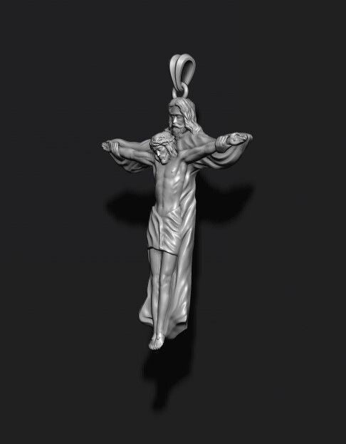 Silver Jesus With Holy Cross Pendant Jesus Necklace Wedding Gift For Men Women