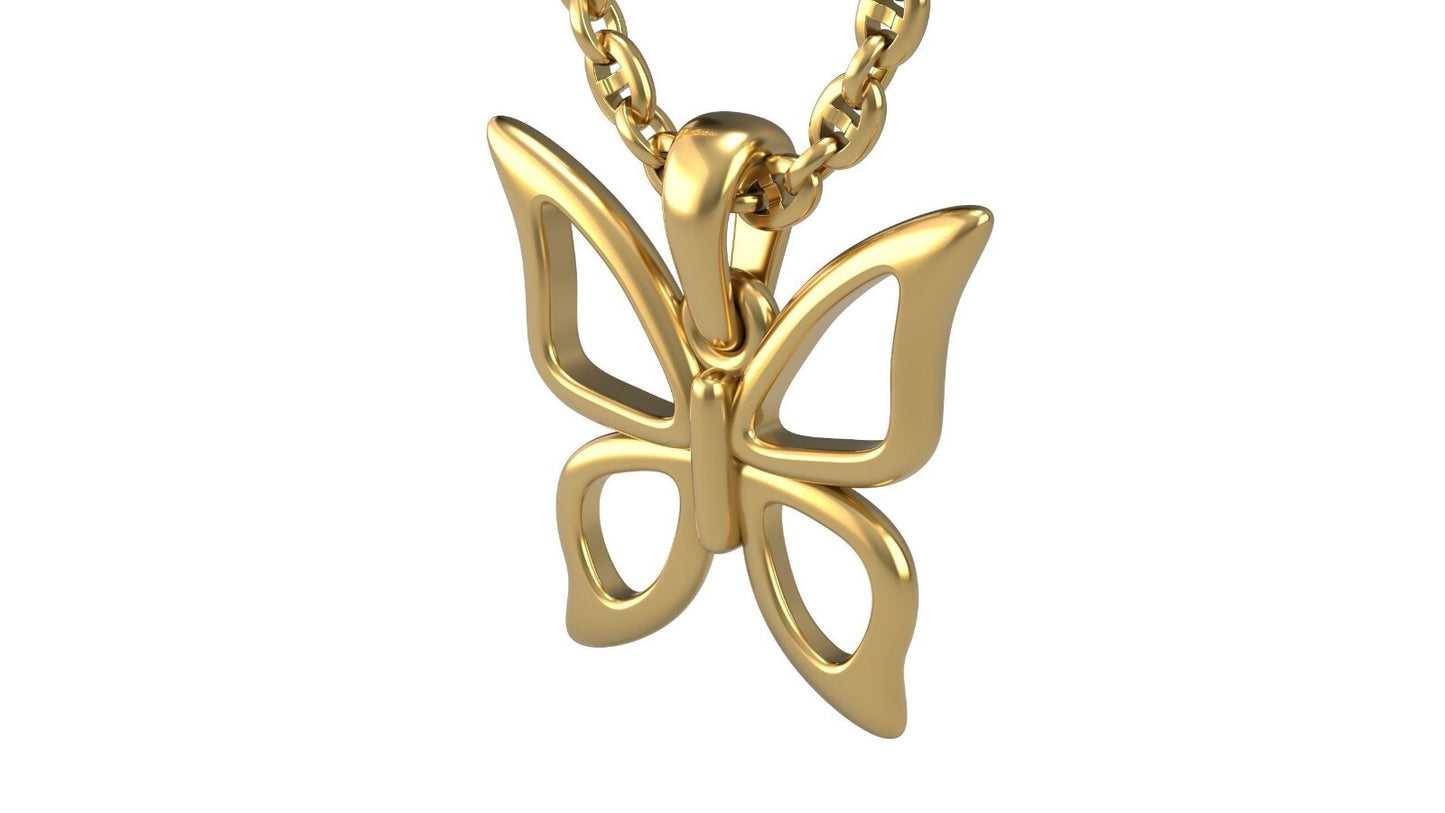 Butterfly Brass Pendant Necklace Authentic Flying Butterfly Charm Gift For Women