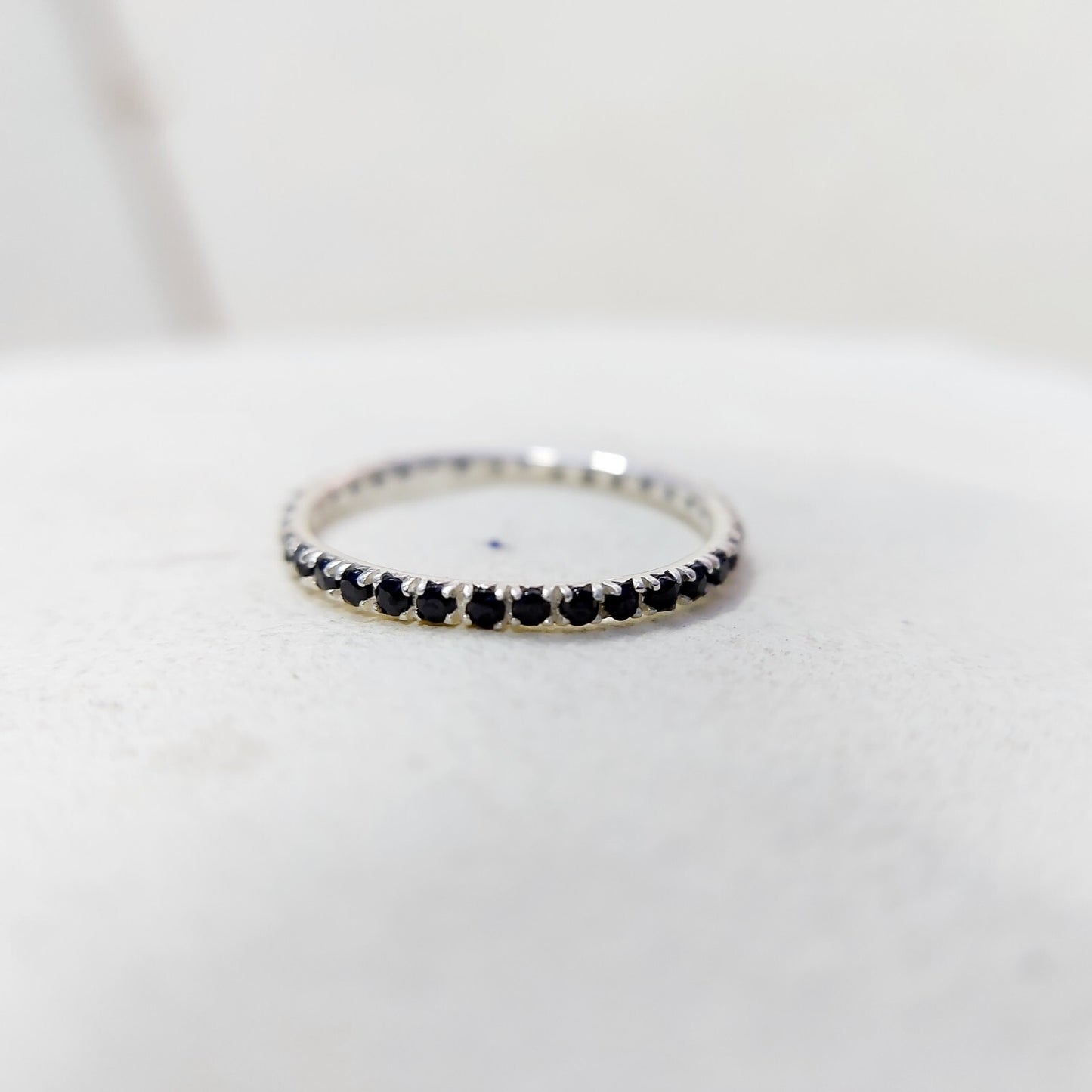 Black Onyx Gemstone Silver Handmade Eternity Engagement Women Gift Ring Us5~15