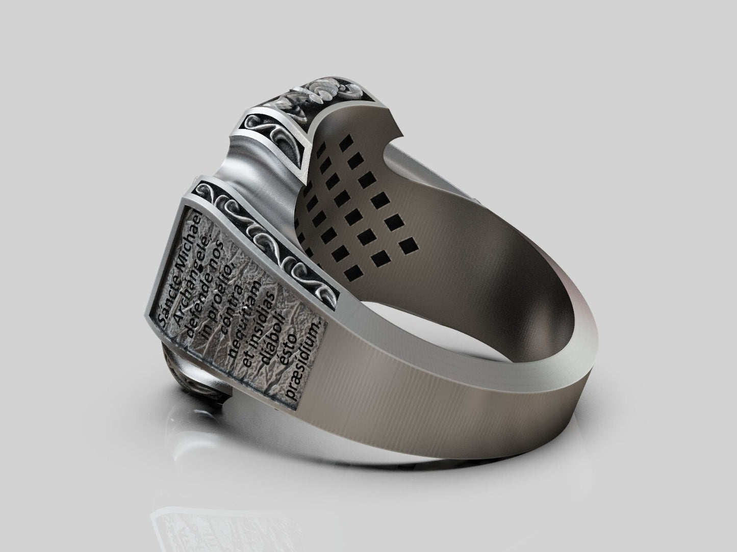 Saint Archangel Michael Prayer Signet Ring US7-15 Sterling Silver Men's Ring