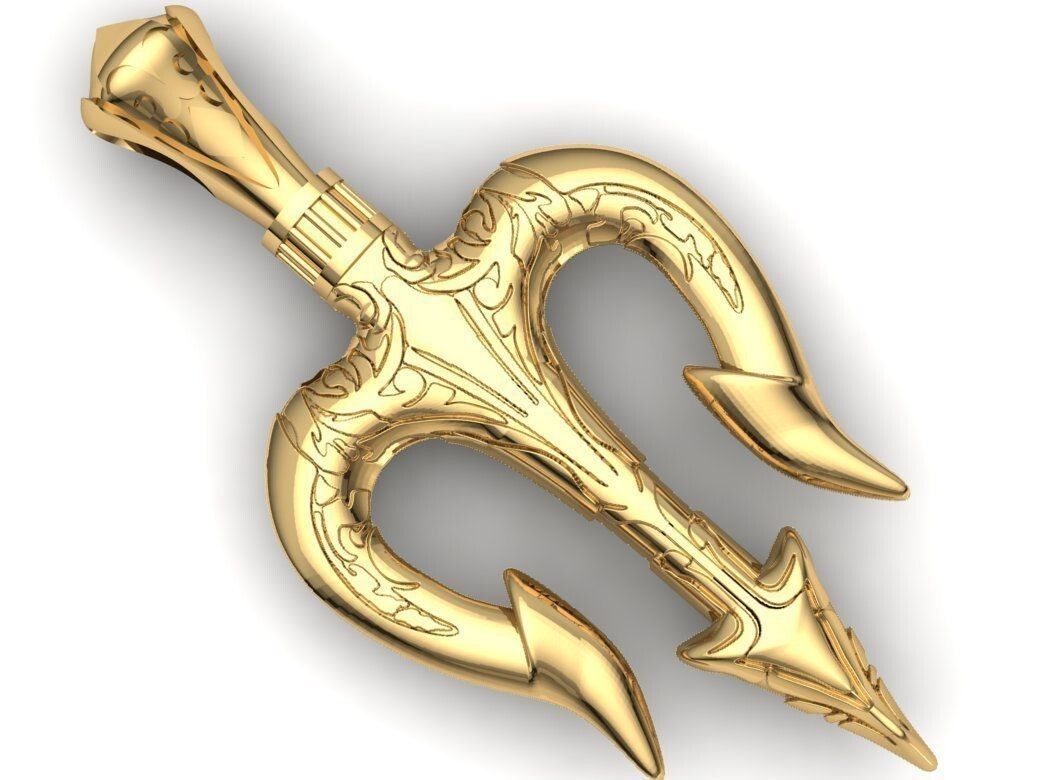 Brass Hindu Shiva Trishul Pendant Temple Pooja Lord Shiva Trident Jewelry Men