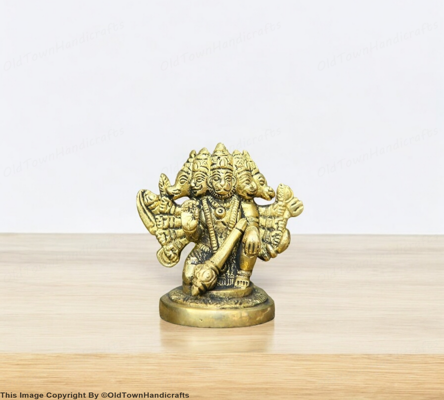 Brass Panchmukhi Hanuman Statue Hanuman Handcrafted for Home Office Decor Gift