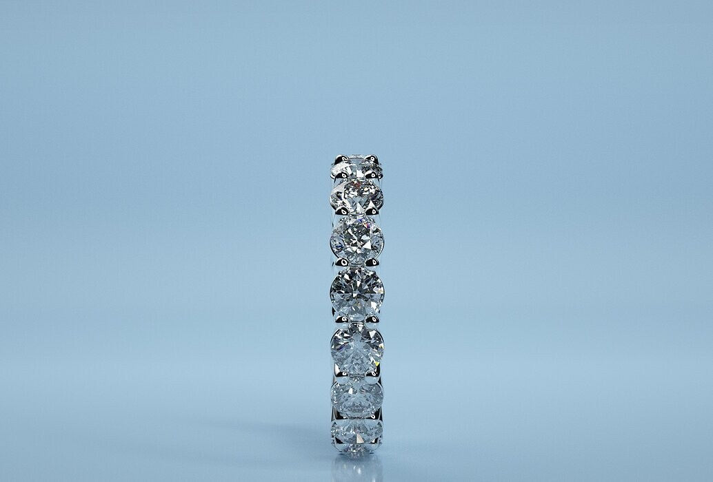 925 Silver CZ Round Eternity Bridal Wedding Band Skinny Ring Women Gift US5-15