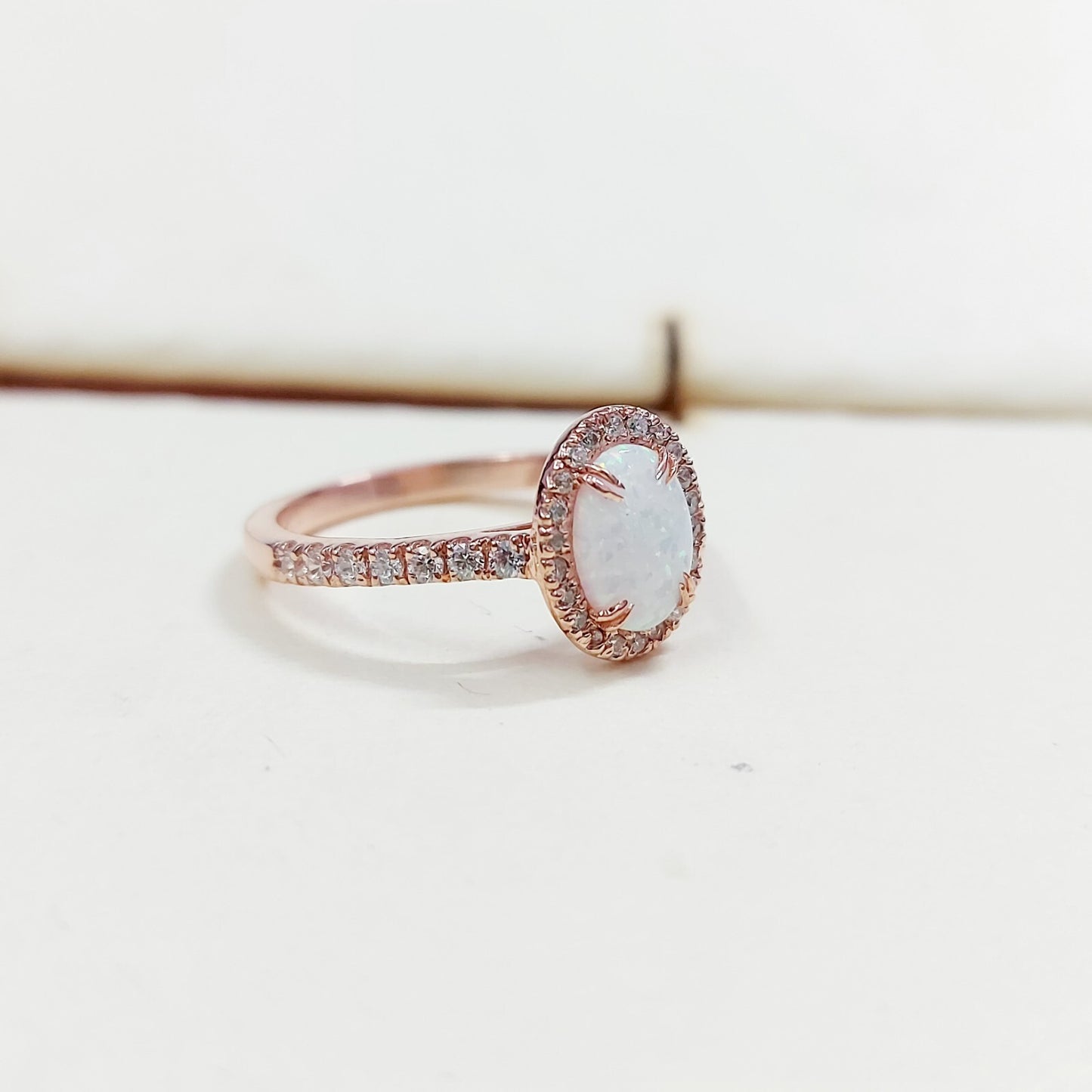Oval Cut Natural Fire Opal Halo Engagement Women Ring Silver Opal Ring US5~15