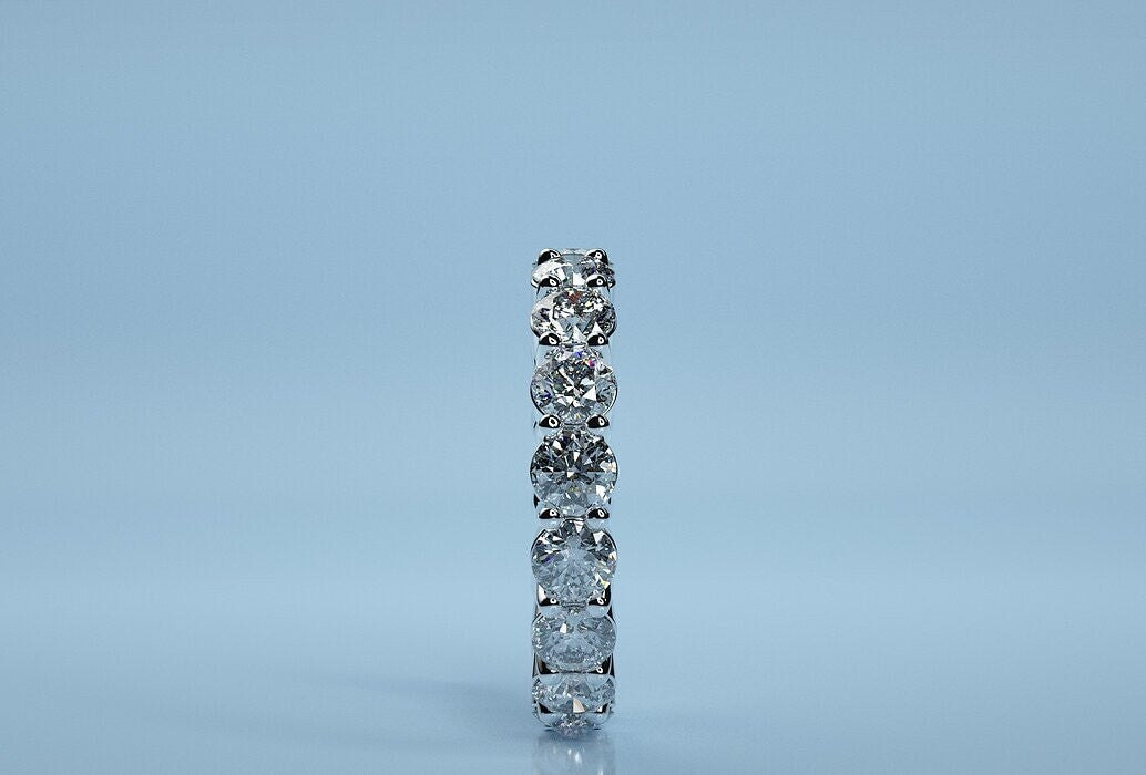 925 Silver CZ Round Eternity Bridal Wedding Band Skinny Ring Women Gift US5-15