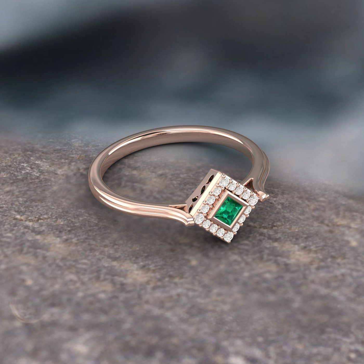 Princess Cut Green Emerald Solitaire Ring Lab Created 925 Sterling Silver Ring