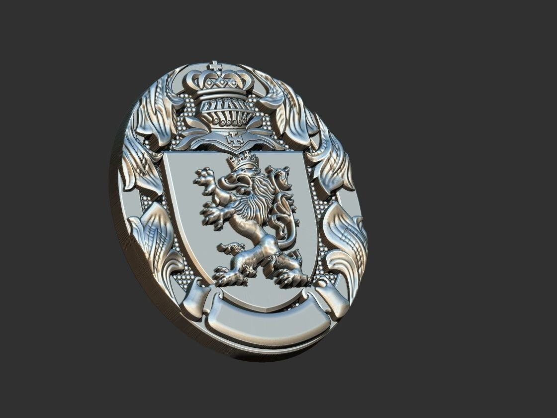 Lion And Roosters Coat of Arms Signet Silver 925 Men's Ring US7-15 Animal Lover