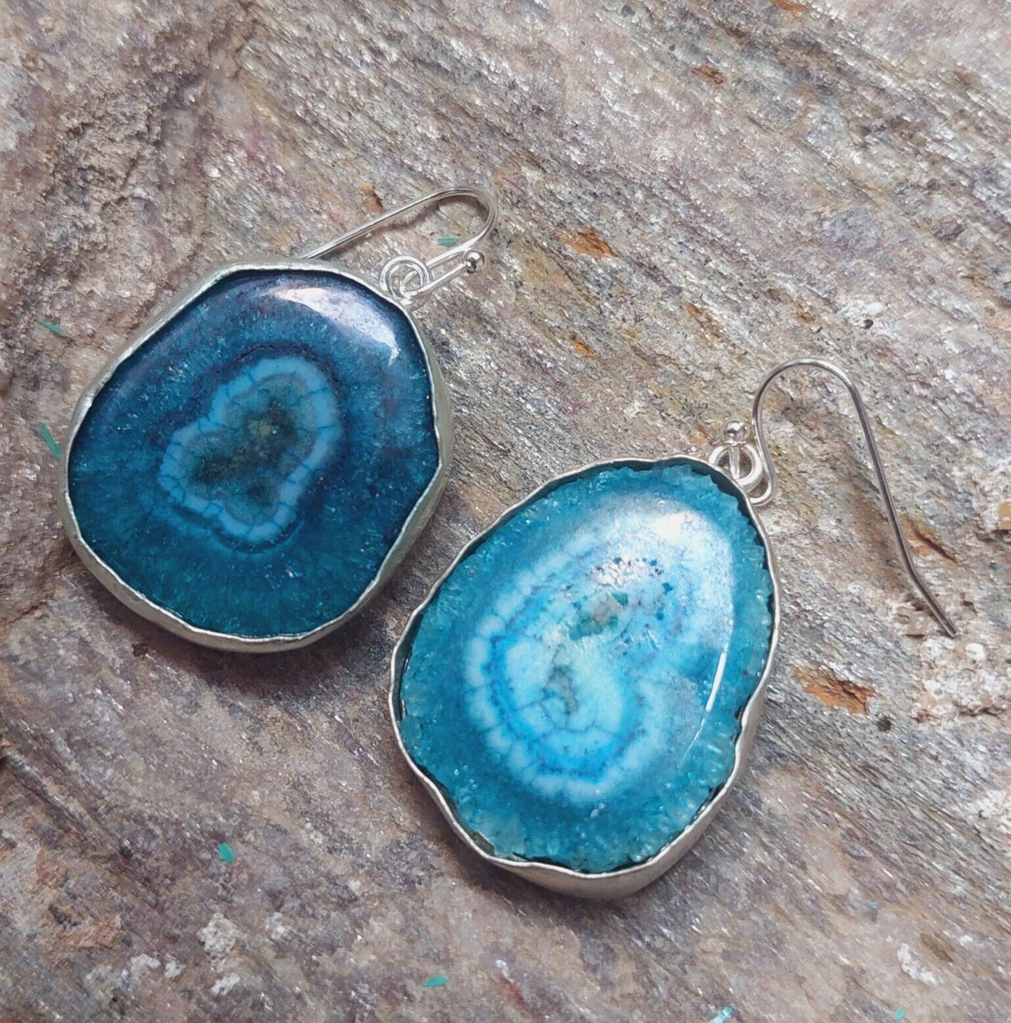 925 Sterling Silver Blue Solar Quartz Handmade Earrings Solar Gemstone Earrings