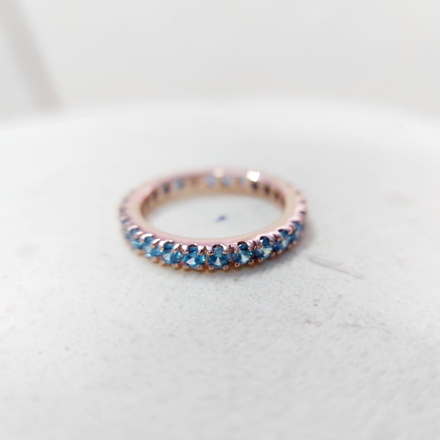 Eternity Topaz Band London Blue Topaz Gemstone Wedding Band Silver Ring Us5~15