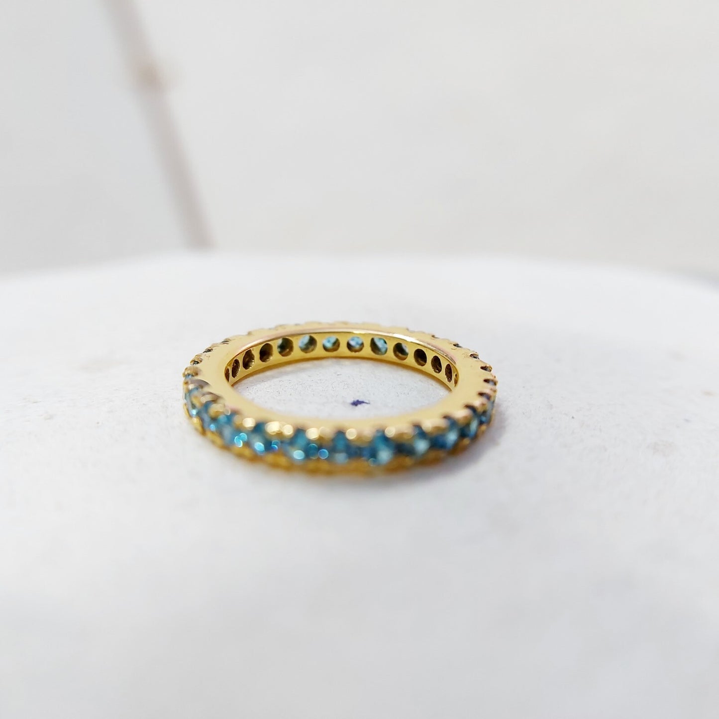 Natural Blue Topaz Ring Gemstone Wedding Eternity Band 925 Silver Jewelry Us5~15