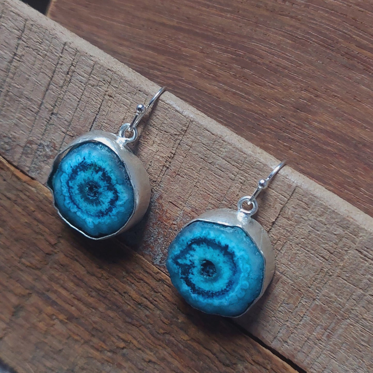 925 Sterling Silver Blue Solar Quartz Handmade Earrings Solar Gemstone Earrings