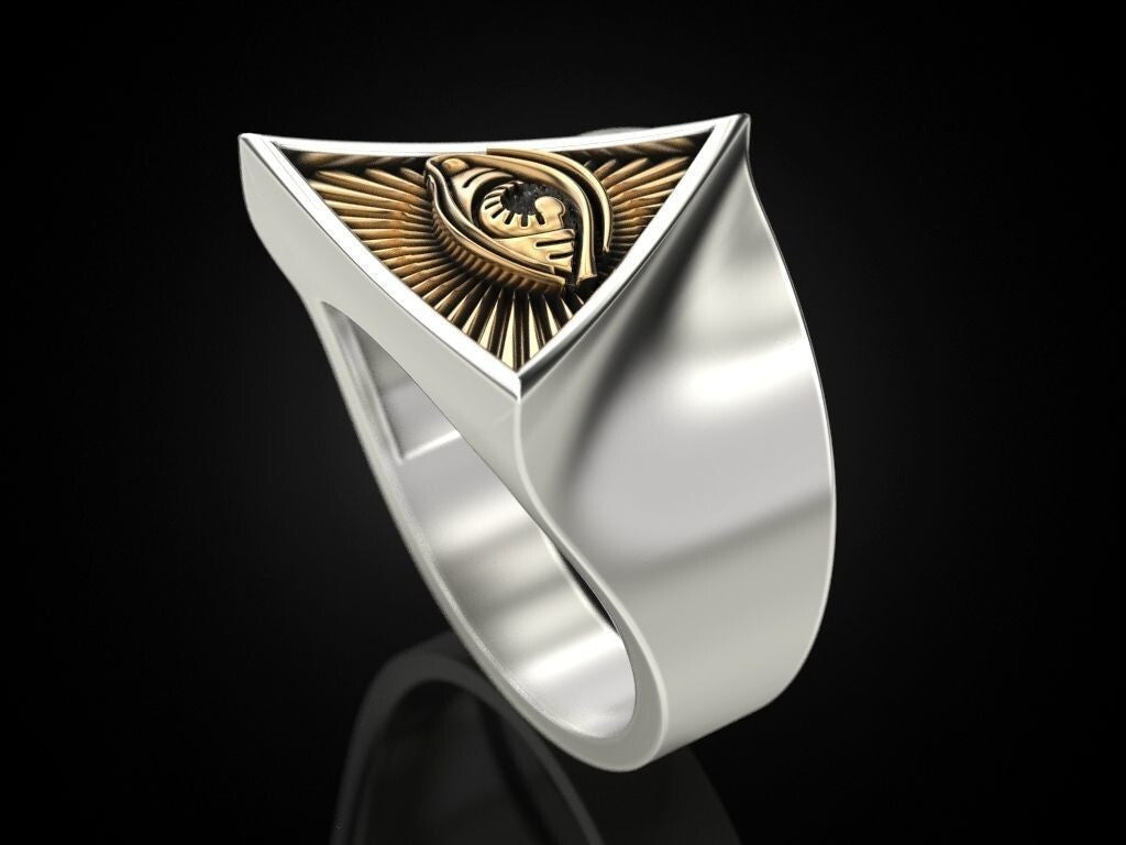 Eye of Providence Ring 925 Sterling Silver Freemason G Symbol Signet Ring US5-15