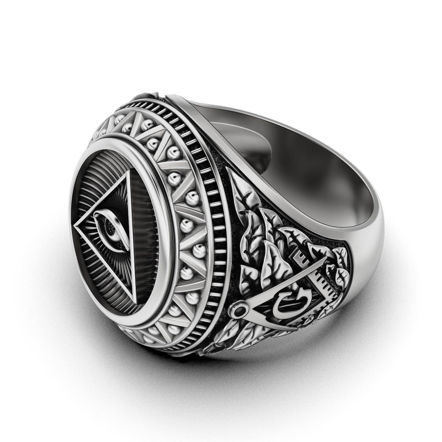 Silver Masonic Ring US5-15 Eye of Providence Freemason Ring Gift For Women Men
