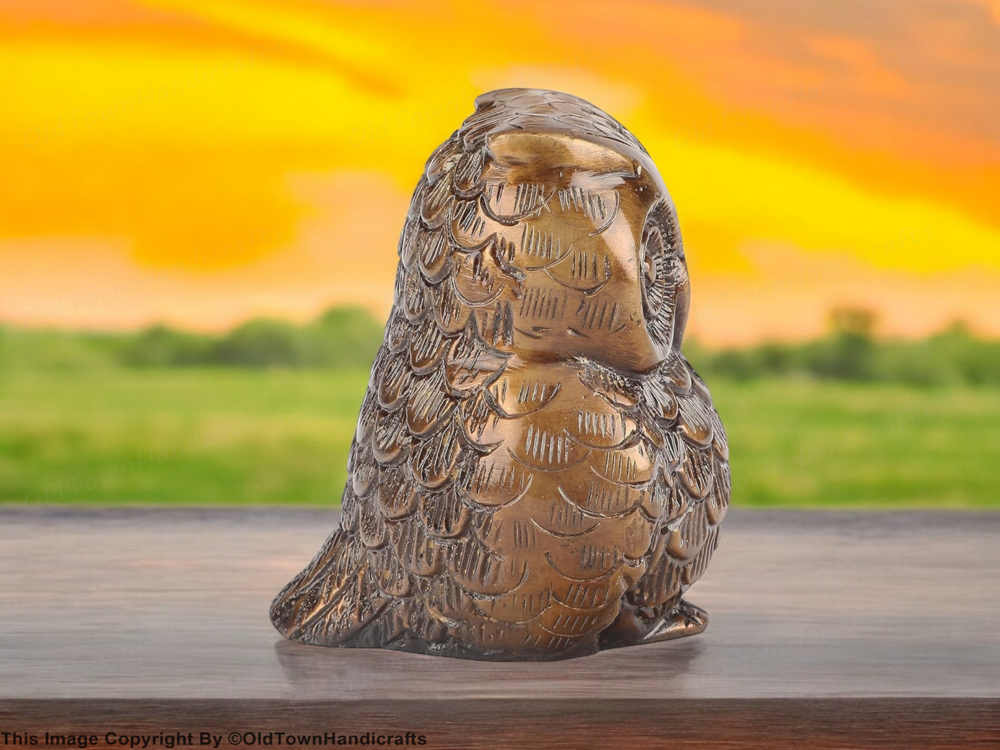Handmade Brass Owl Statue Ethnic Design Decor for Home Office Unique Gift