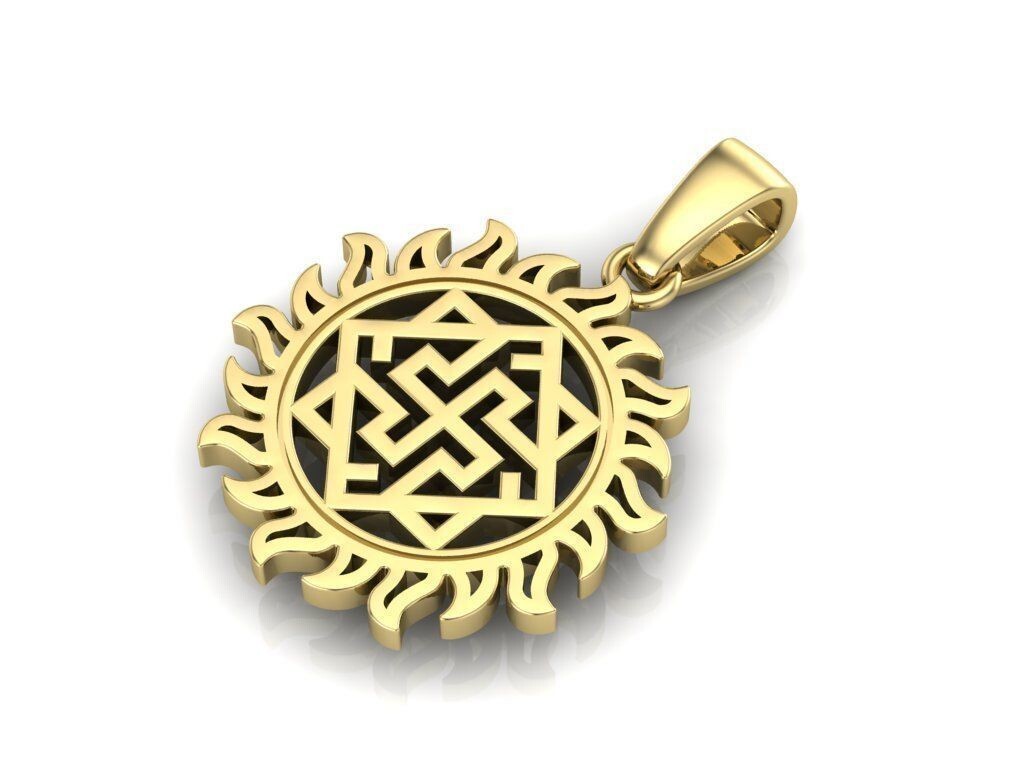 Buddhist Swastika Pendant Brass Necklace Spiritual Hindu Sacred Geometry Amulet