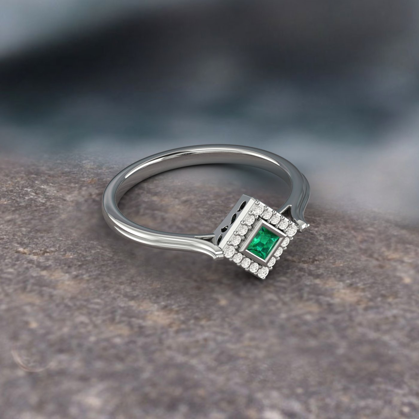 Princess Cut Green Emerald Solitaire Ring Lab Created 925 Sterling Silver Ring