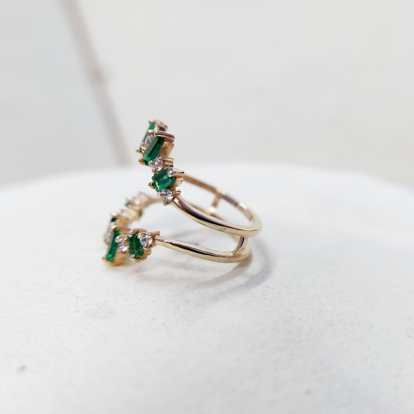 Emerald Baguette Ring Gemstone Set 925 Silver Ring Handmade Wedding Band US5~15