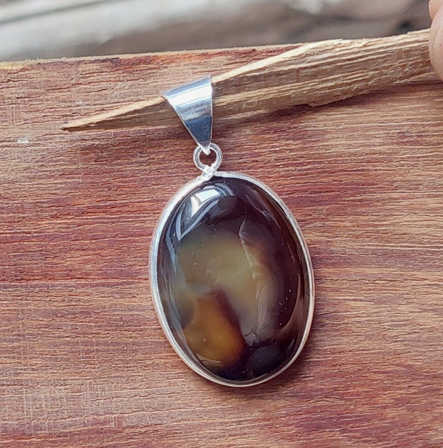 Brown Banded Agate 925 Sterling Silver Handmade Pendant Anniversary Gift For Her