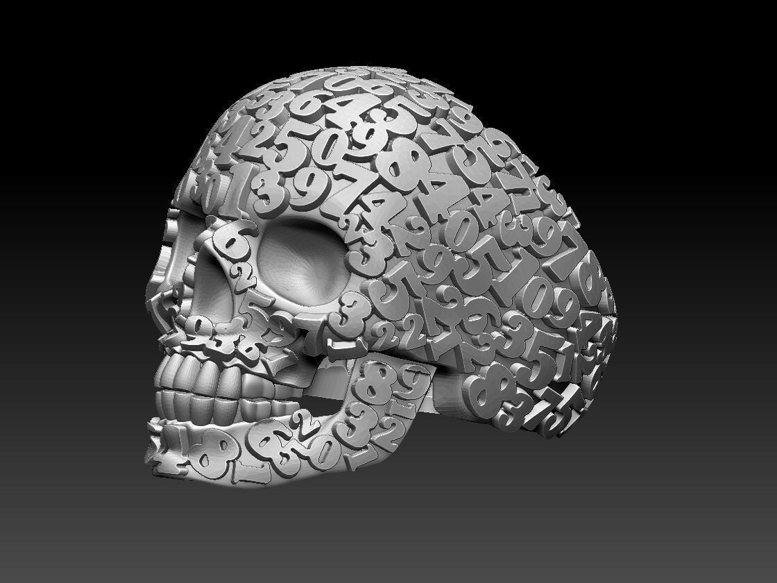 Men's Lucky Good Luck Number Gothic Skull Biker 925 Silver Ring For Men US5~15
