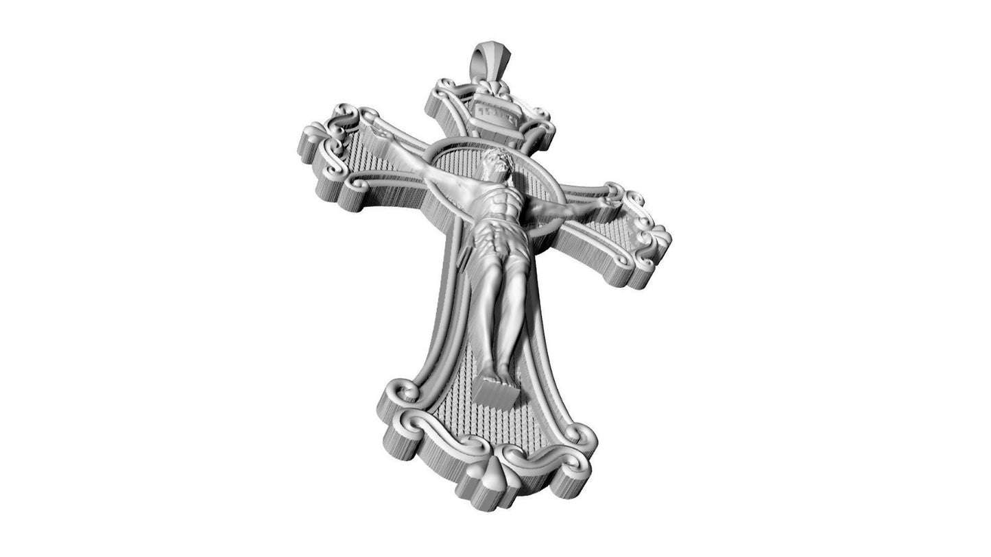 Silver Jesus Cross INRI Pendant Catholic Jesus Christ Necklace Women Jewelry Men
