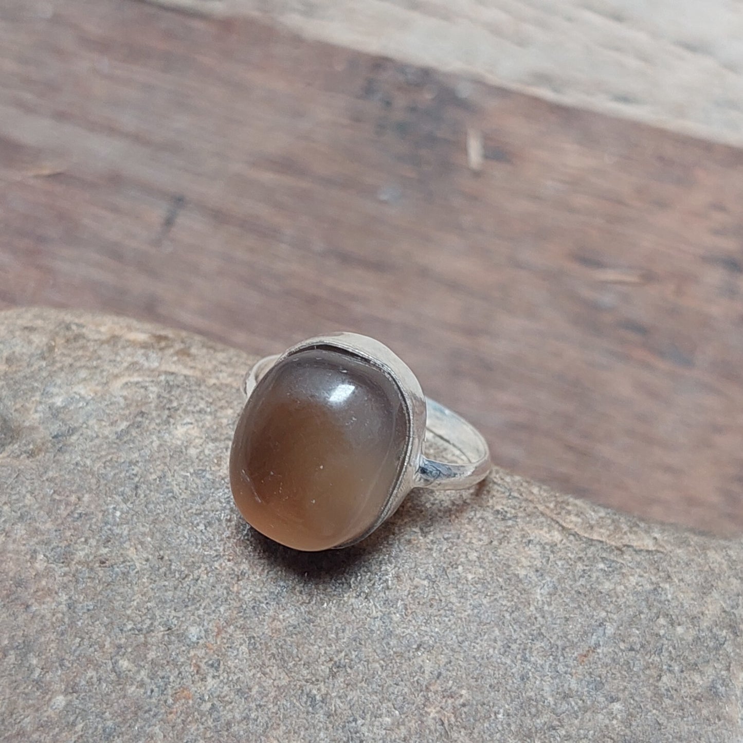 Oval Brown Agate Silver Men Ring,925 Sterling Silver Handmade Jewelry For Men