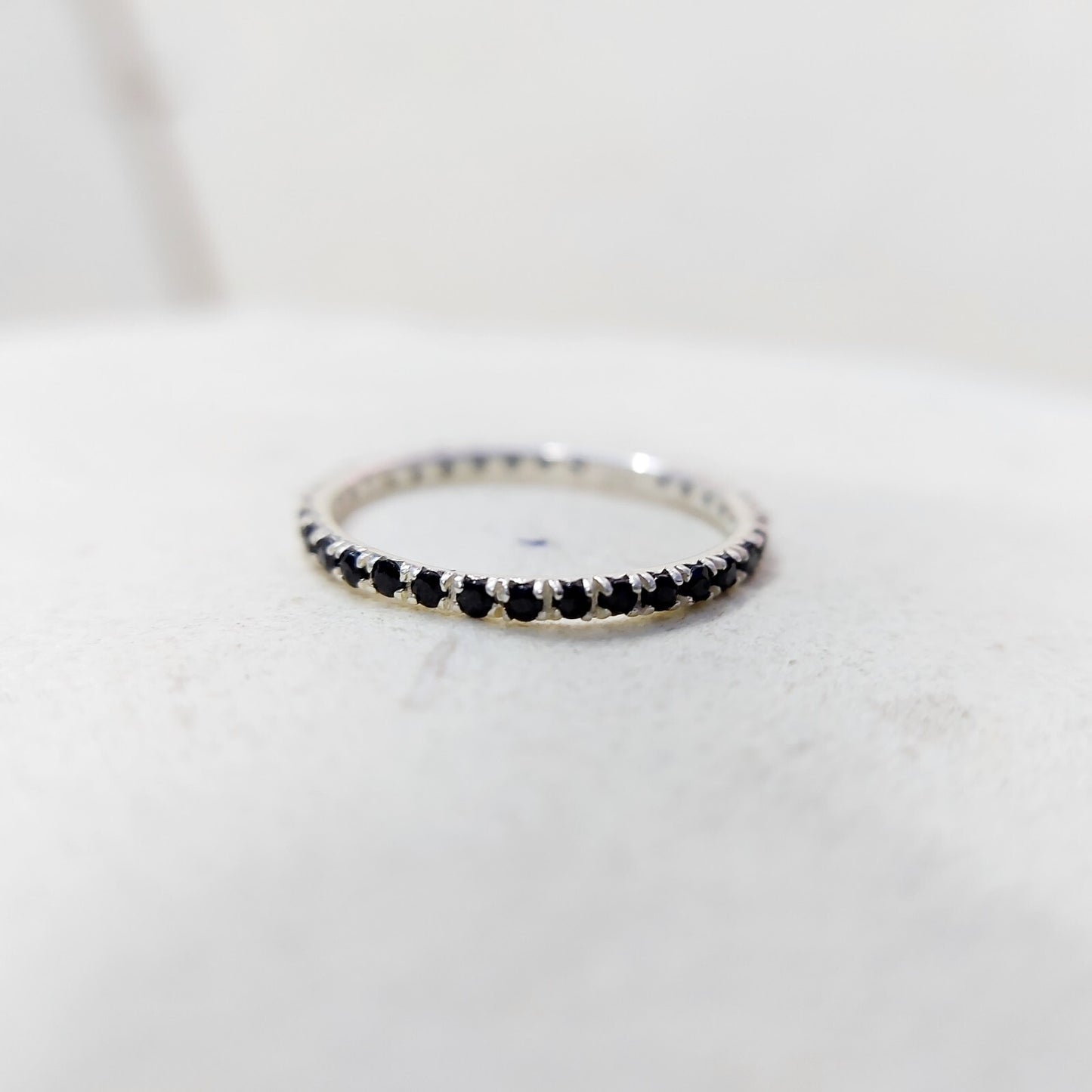 Black Onyx Gemstone Silver Handmade Eternity Engagement Women Gift Ring Us5~15