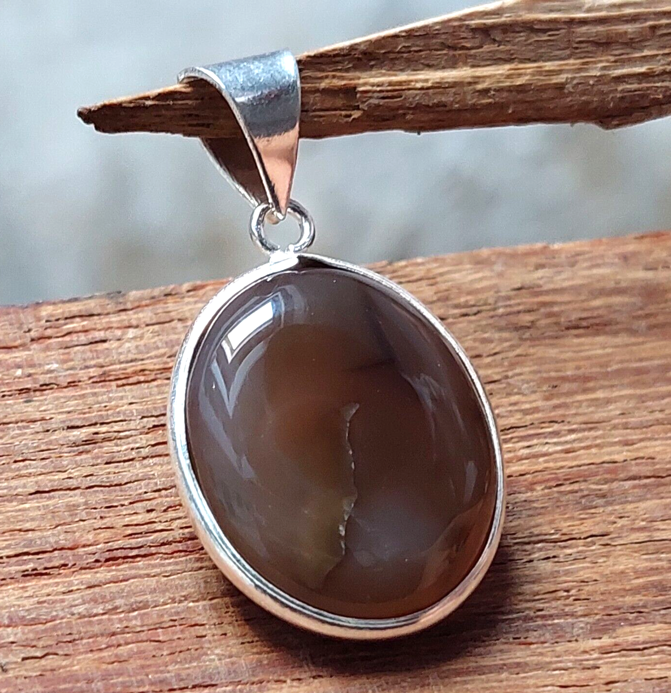 Oval Brown Montana Agate 925 Silver Handmade Pendant,Unisex Gift,Bezel Pendant