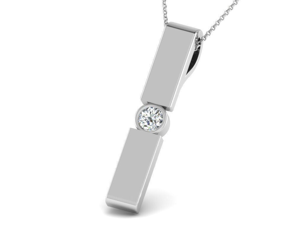 925 Sterling Silver Round Cut Solitaire CZ Pendant Gift For Him Family Necklace