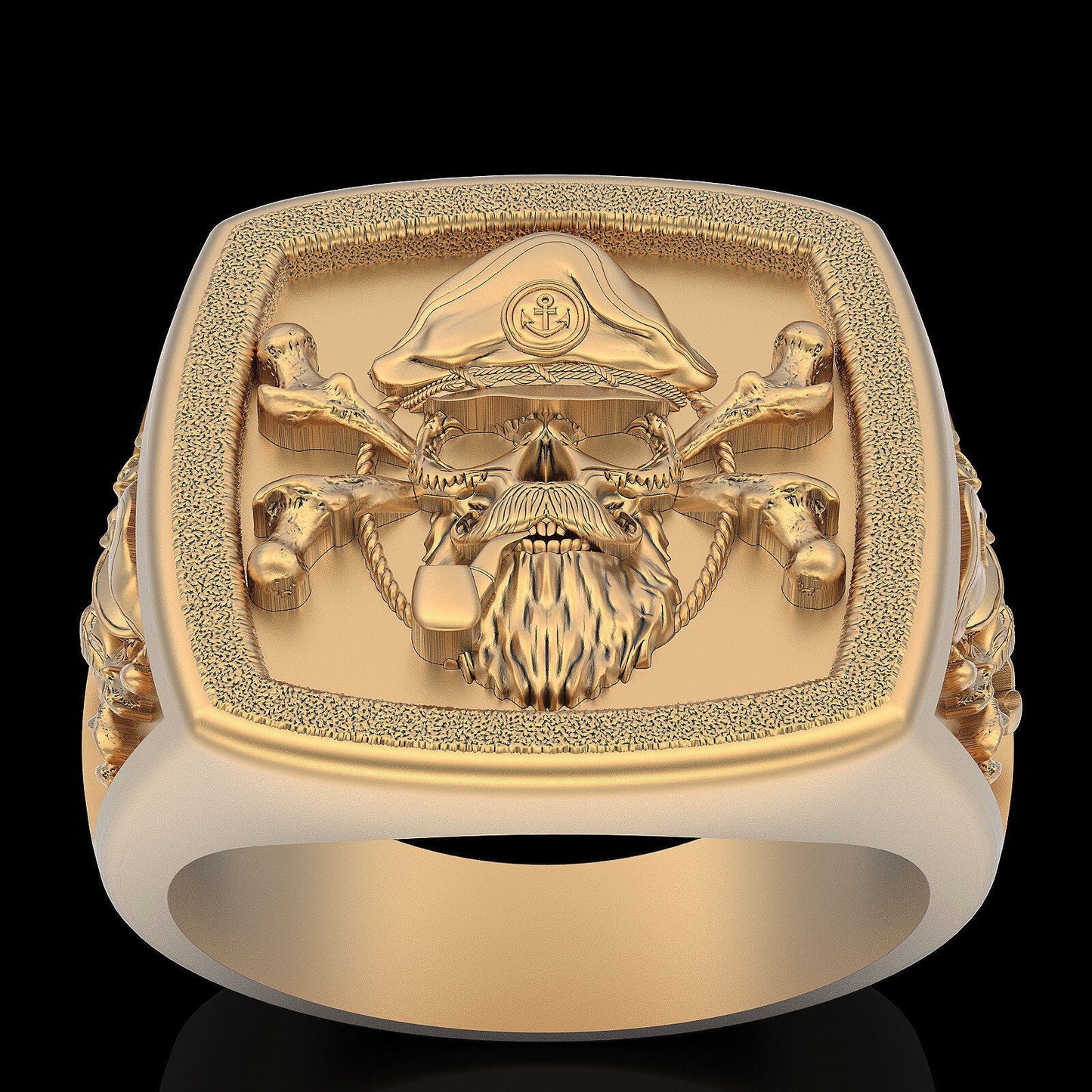 Brass Pirate Captain Ring Cross Bone Biker Style US5 ~15 Custom Skull Ring Gift