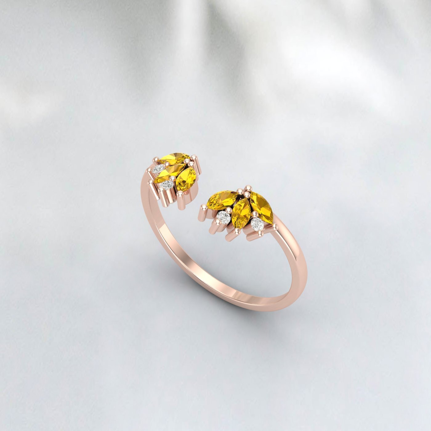 Natural Citrine & Cz Diamond 925 Sterling Silver Anniversary Gift Matching Band